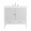 James Martin Vanities 36'' Vanity, Bright White w/ 3 CM White Zeus Quartz Top 485-V36-BW-3WZ